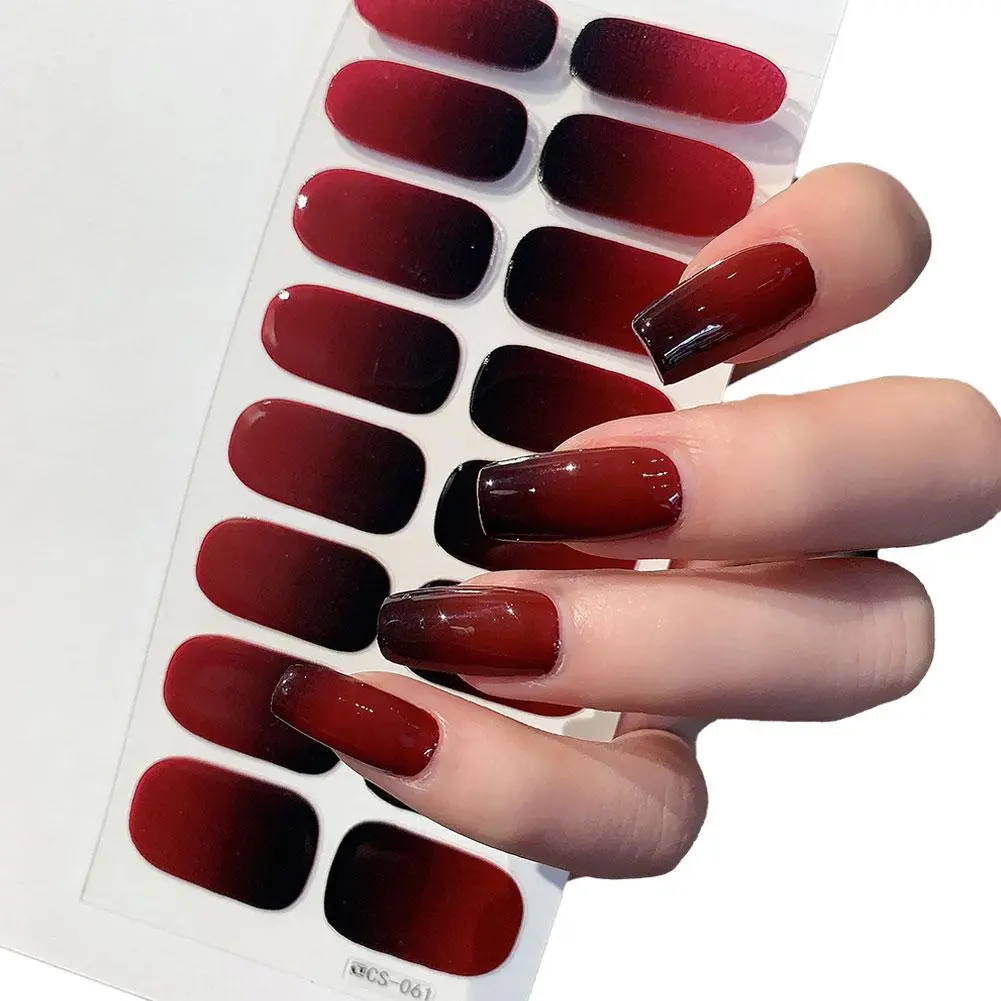 1Set Nail Art Gel Nail Sticker Nail Polish Film Nude Gradient Color Full Patch Stickers Spring Summer Nail Decoration Manicure Tool