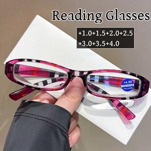 แว่นตาอ่านหนังสือ น้ำหนักเบาพิเศษ สำหรับผู้หญิงและผู้ชาย แฟชั่น กรอบลายทางย้อนยุค แว่นตาสายตายาวตามอายุ กรอบพีซี แว่นตาตามใบสั่งแพทย์ ไดออปเตอร์