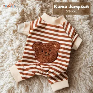 Kuma Jumpsuit - Baju Anjing Kucing Lucu Boneka Teddy Bear Sampai Kaki Coklat Brown