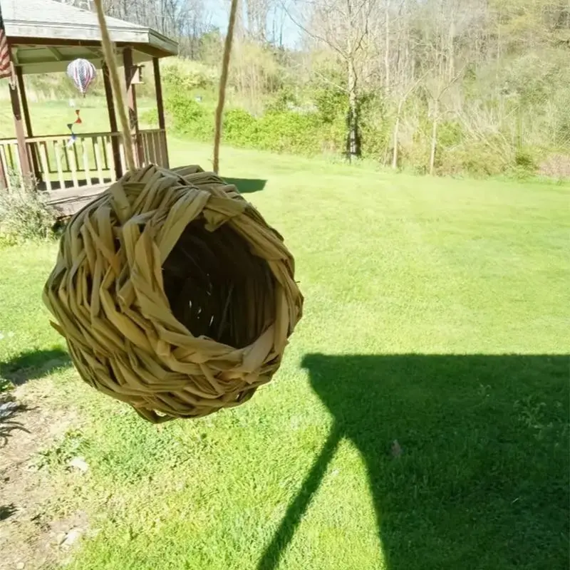 Outdoor Garden Handmade Bird Nest, 1/2/3 Counts Bird Nest with Hanging Rope, Bird Cage for Outdoor Garden Decoration 8