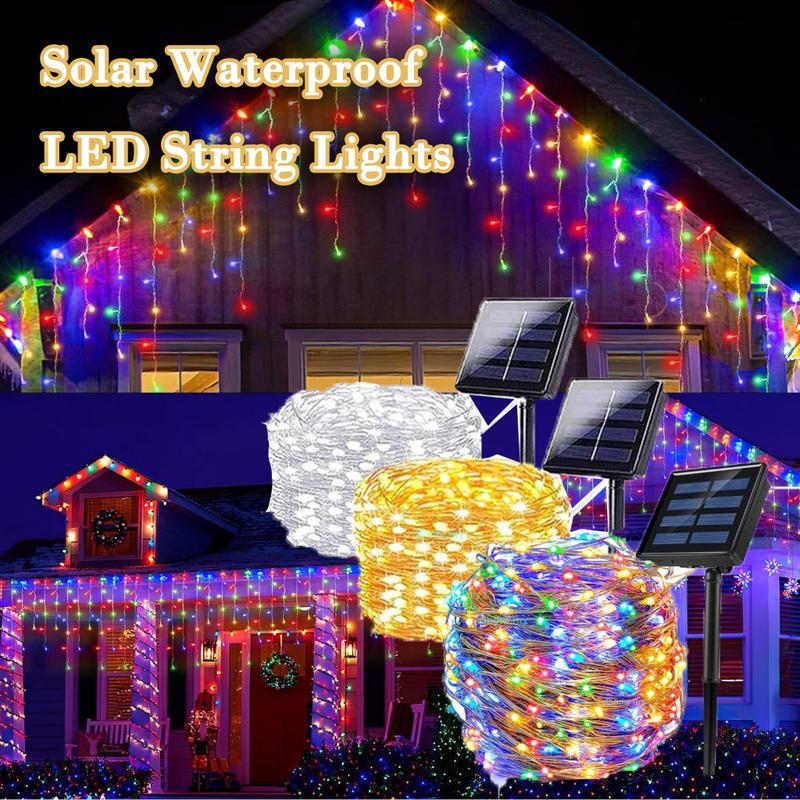 Đèn năng lượng mặt trời, 100 / 200 LED, 8 chế độ, Đèn dây LED ngoài trời, Thích hợp cho Ramadan, Raya, Giáng sinh, Đám cưới, Đồ dùng tiệc tùng CNY, Trang trí nội thất, Có sẵn trong 5 / 10 / 20M