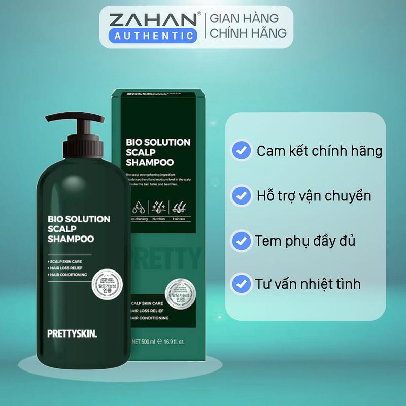Dầu gội chông rụng toc PRETTYSKIN BIO SOLUTION SCALP SHAMPOO 500ml