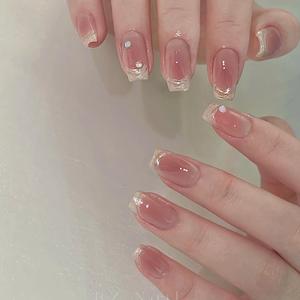 カラーブロックフェイクネイル テープ＆ネイルファイル付き、24枚セット ファッションネイルシール 女性・女の子向け DIYネイルアート、エレガントなシールキット