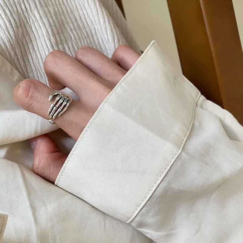 Coldness Style High-end Skeleton Dark Street Ins Style Ring Men's and Women's Retro Ring Accessories Simple Palm Ring