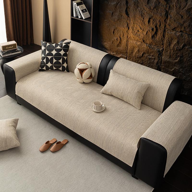 Product Introduction of Four season universal versatile simple modern solid color imitation linen anti slip high-end light luxury sofa cushion cover back towel 3