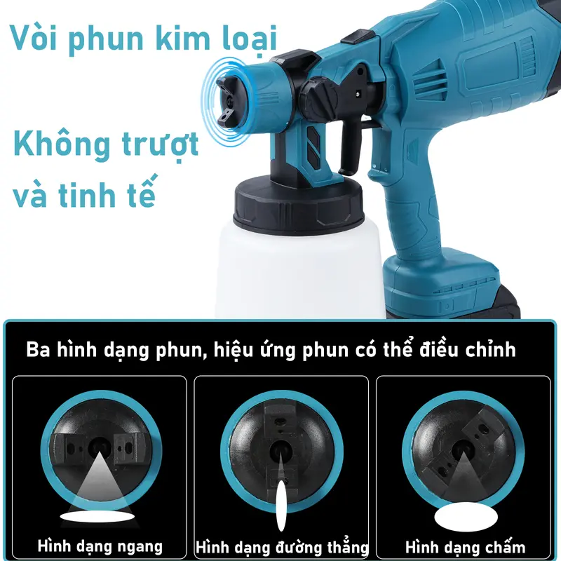 (BH 2 Năm) Máy Phun Sơn Cầm Tay Pin 21V, Bình Phun Sơn 1000ML, Bình Phun Sơn Pin, Dùng Chân Pin Phổ Thông, Sơn PU, Sơn Nước, Sơn Nhà, Gỗ, Kim Loại 5
