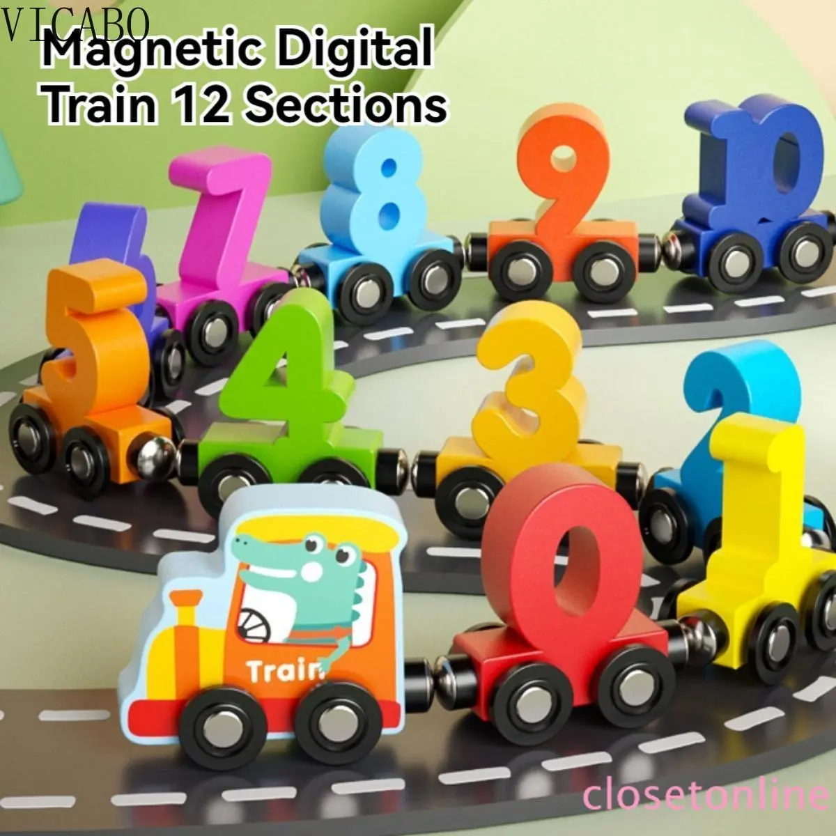 mallostoreMagnetic Digital Train Wooden Toy - Enhances Hand-Eye Coordination and Intelligence for Early Education in 1-3 Year Olds