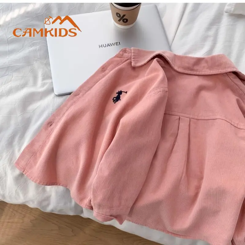 Áo Sơ Mi Trẻ Em, Camkids, Bộ Sưu Tập Mùa Xuân Và Mùa Thu, Hàng Mới Về 2024, Phong Cách Hàn Quốc, Áo Sơ Mi Vải Nhung Kẻ, Dành Cho Bé Trai Và Bé Gái, Thiết Kế Đẹp Trai 2