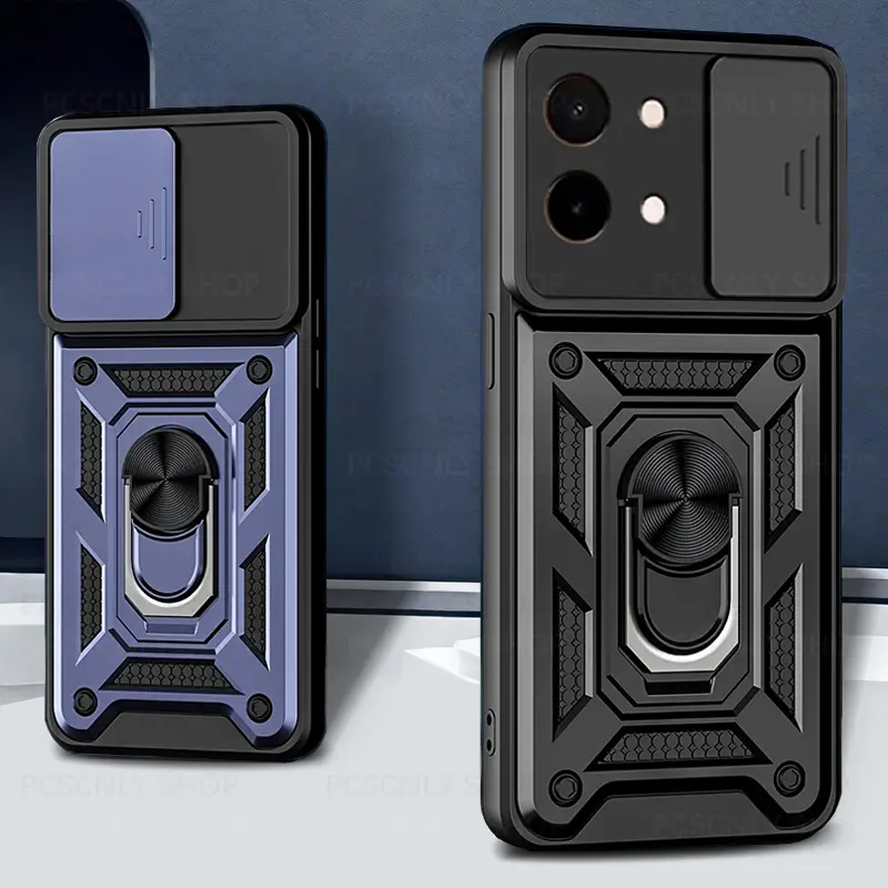 Shockproof Case For VIVO Y28 Armor Casing Camera Slider Protection Ring Holder Phone Cover V2352