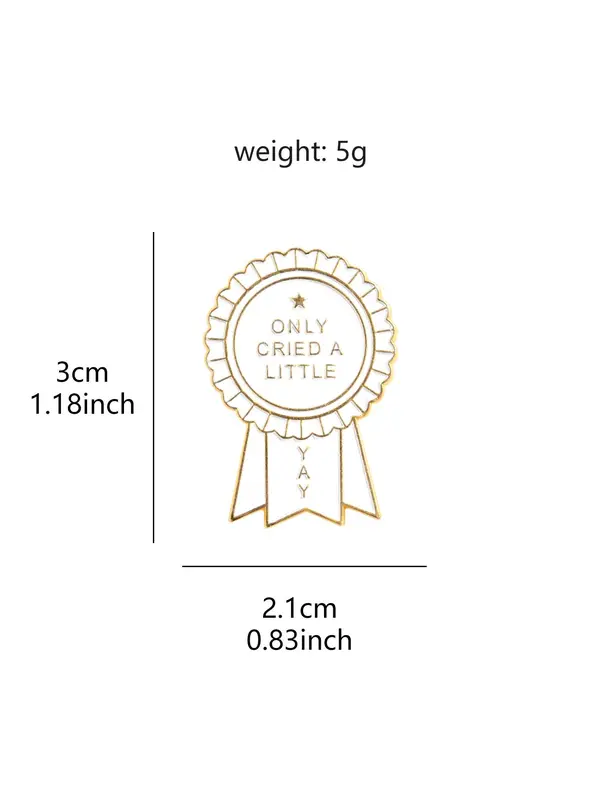 Trendy Cute Letter "only Cried a Little" Design Geometric Pin Brooch, Elegant Fashion Alloy Badge for Daily Vacation Holiday Party Decor, Kawaii Accessories As Gift 1