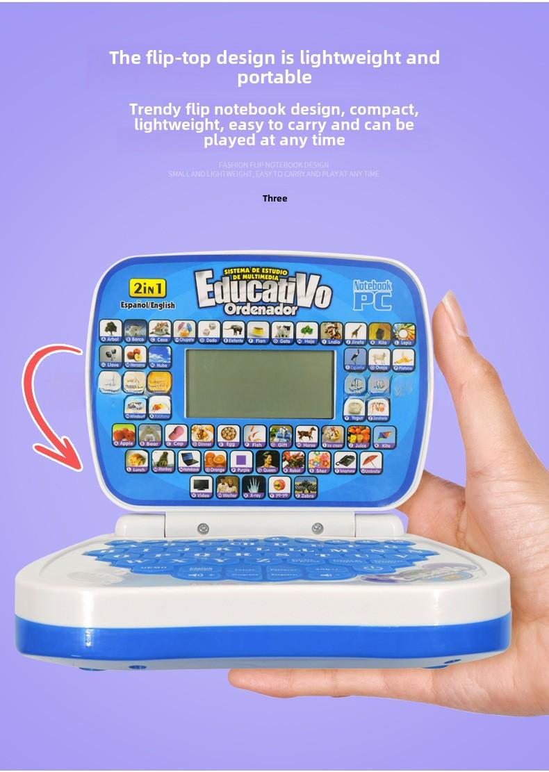 Product Introduction of English Laptop Toy Children's Spanish Point Reading Early Learning Machine Multifunctional Bilingual Learning Machine 7