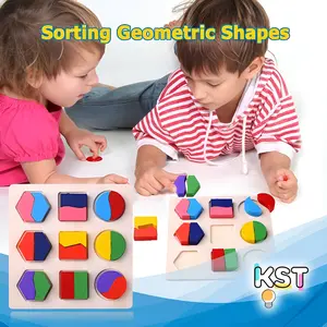 [KST] Puzzle Geometri Kayu Mainan Edukatif Anak Kado Ulang Tahun Montessori Shape Puzzle
