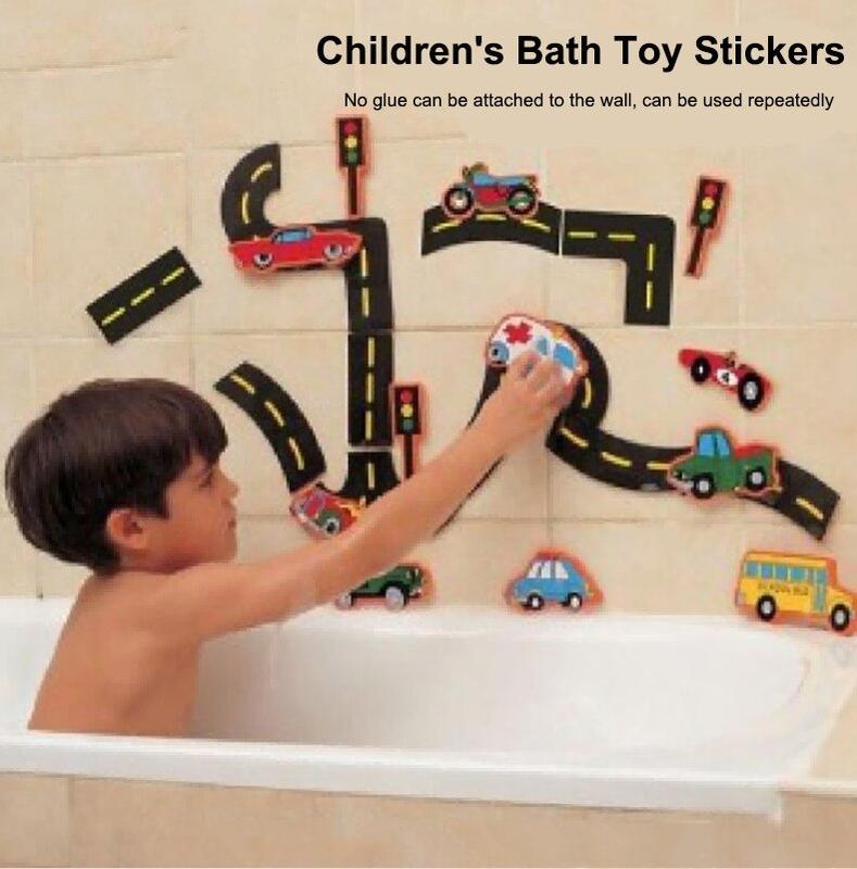 Product Introduction of 23 Pieces Bath Water Toy Sticky Wall City Traffic Car Road Rail Puzzle Vinyl 0-3Y 3-6Y 6-12Y 12+y 14+Y Bath Features 20