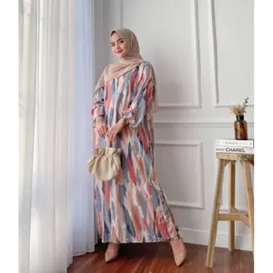 Daster gamis lengan panjang semata kaki LD 120 cm // Daster lengan panjang BUSUI Gamis Rayon Premium Polos Motif Polka Dot Bunga Setrip Hitam Cokelat Navy Dress Cewek Ibu