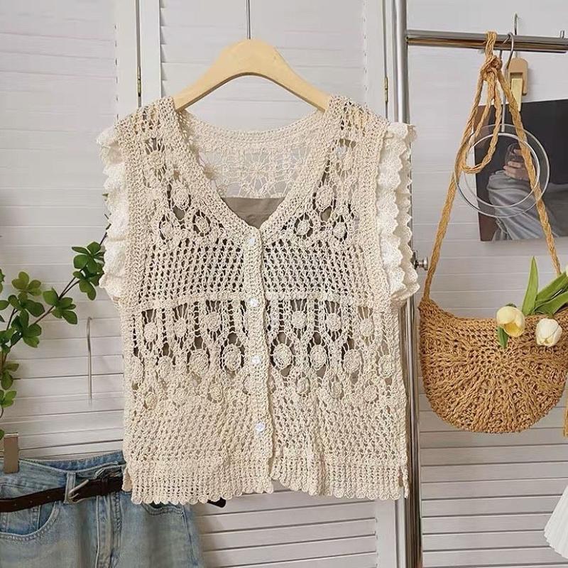 Áo Cardigan Đan Không Tay Phong Cách Pháp, Tay Áo Rung Rỗng, - TikTok ...