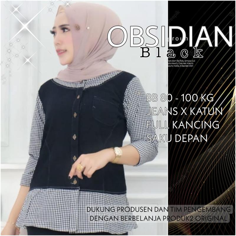 ATASAN WANITA MODEL JEANS KOMBINASI KOTAK UNTUK BB 40 - 100 KG ALL REAL PICT 4