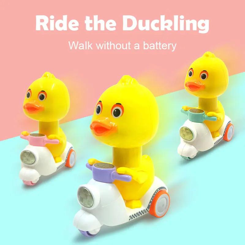 Product Introduction of Manual Pressing Head Free Rotation Cute Duck Press Car Motorcycle Anti-collision And Anti Drop Baby Toys Mini Car For Kids enabot  robot 8
