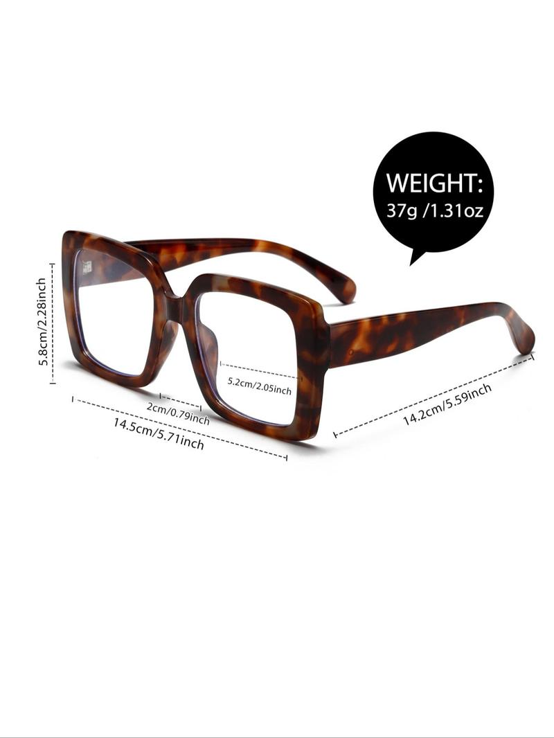 Product Introduction of Unisex Fashionable Tortoiseshell Pattern Square Frame Eyeglasses, Trendy Casual Eyeglasses for Everyday Use, Fashion Accessories for Outdoor Activities 1