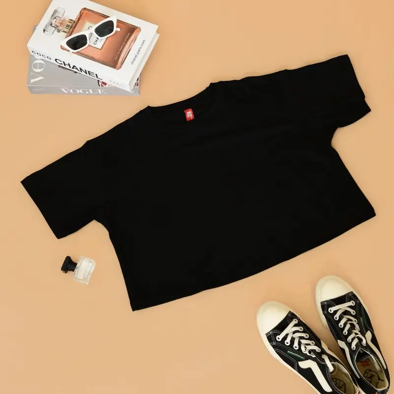 T-shirt Crop Top Oversize Cotton Combed 24s Premium Kaos Tebal 5