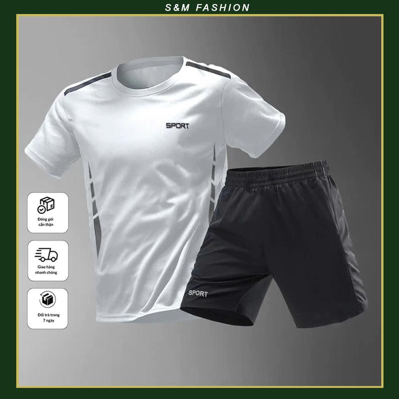 Bộ Đồ, Set Quần Áo Thể Thao Nam Nữ 30-120KG S&M Fashion, in Sport Tập Thể Dục Chạy Bộ Tập Gym, vải thun không xù, Năng Động, Mát Mẻ, Co Dãn 4 Chiều, Bóng Đá. Mã D26