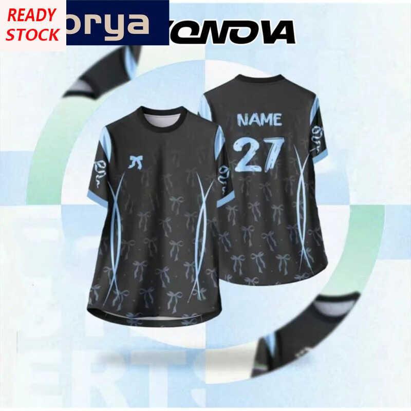 Glorya Blue Coquette Ribbon Bow Jersey Muslimah Long Sleeve T Quick Dry Full Sublimation Microfiber Sports Shirt Unisex Kids Adult Free Custom Women's T-Shirt 0