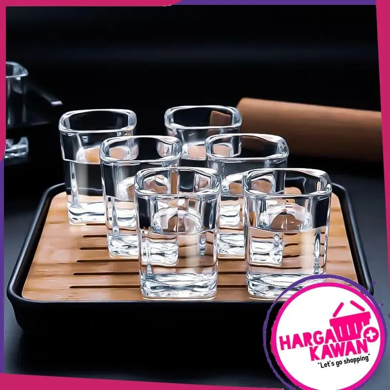 Gelas Mini Kaca Kotak Gelas Kaca kecil Ukuran 75ml
