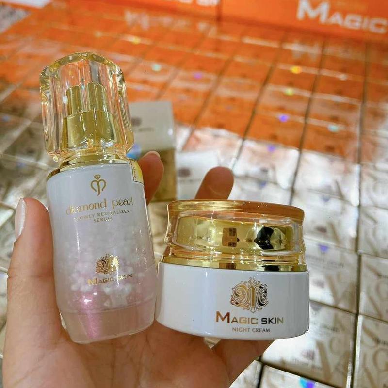 Bộ đôi dưỡng da Serum (size35ml) kem đêm (size 40g) ngọc trai mới magic skin