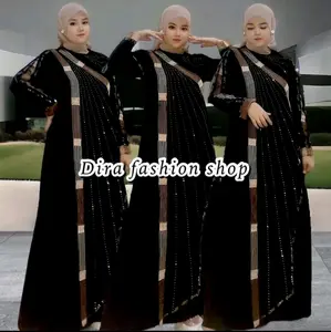 abaya peyet raisya Hitam Cokelat Navy