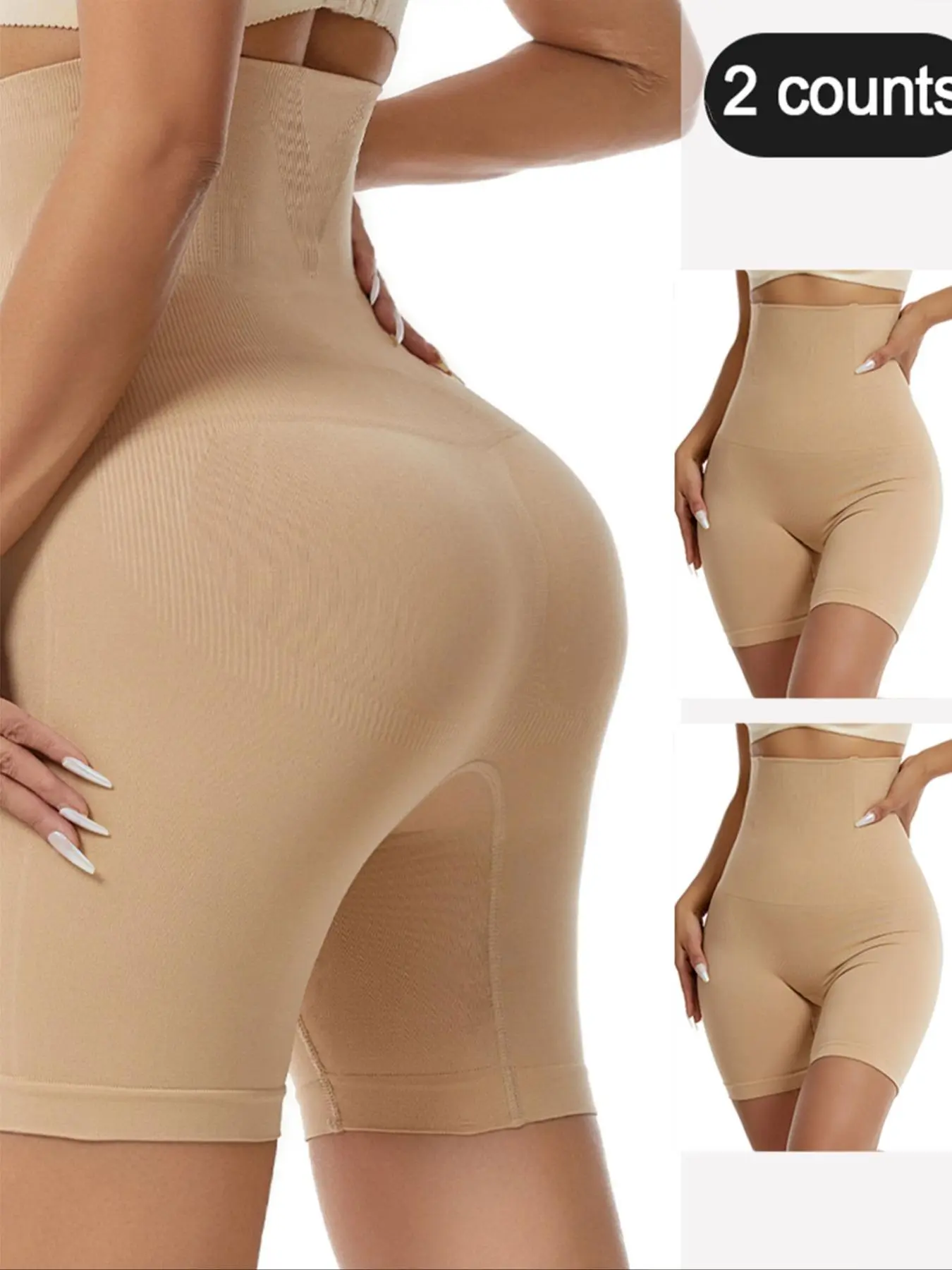 Women's Solid High Waist Shapewear Panty, Tummy Control Butt Lifting Shaper, High Stretch Seamless Shapewear Bottoms for Daily Wear