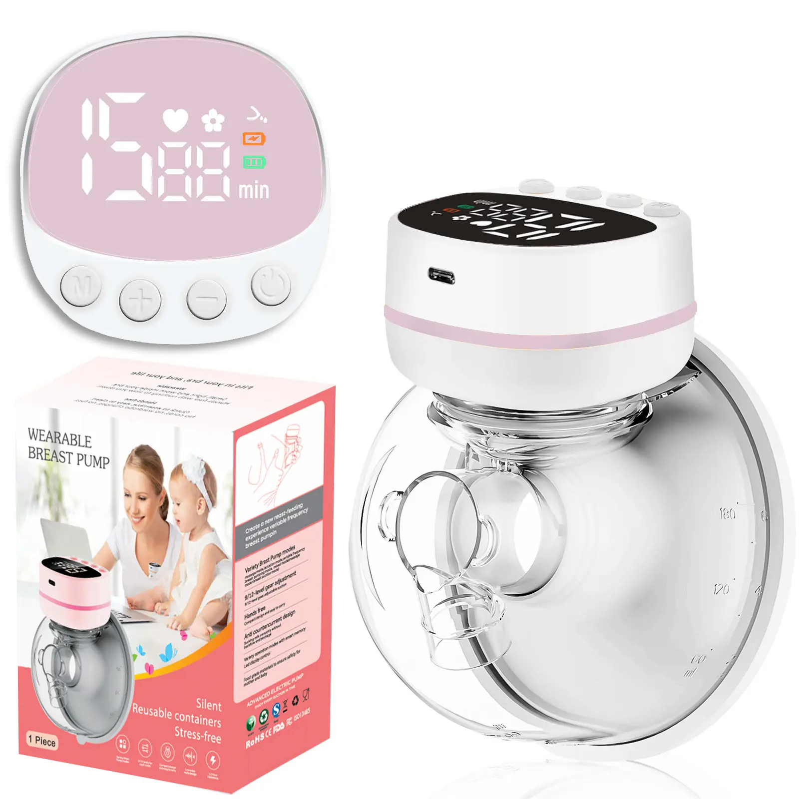 Máy Hút Sữa Điện Có Thể Đeo Được, Rảnh Tay, Hút Lớn, Chuyển Tần Số, Miếng Vuốt Sữa, Có Thể Đeo Được, Thích Hợp Cho Phụ Nữ Cho Con Bú