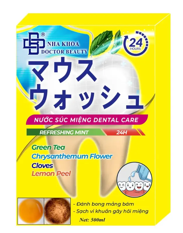 Nước súc miệng DETAL CARE làm sạch mảng bám cho răng sứ, răng niềng, sạch cao răng, hết hôi miệng