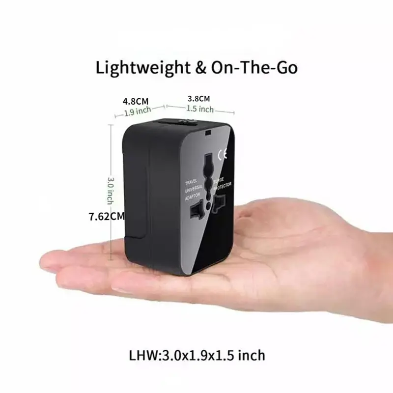 Universal Travel Plug Adapter, 100V-250V 2 USB Ports World Travel AC Power Charger Adapter, Worldwide in One Adapter Adapter, AU US UK EU Converter Adapter 1