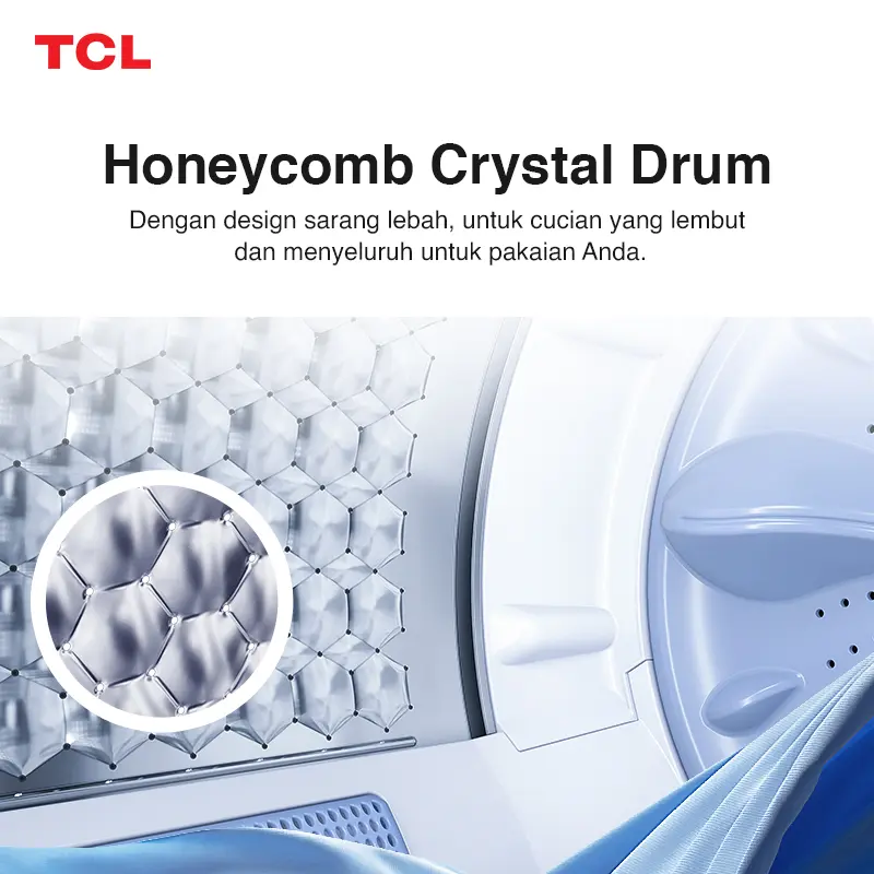 [FLASH SALE] TCL MESIN CUCI TOP LOADING 8 KG - Honeycomb Crystal Drum - Auto Cleaning - Eight Wash Program - Dual Detergent Case (Model: TWA85-20GM) 1