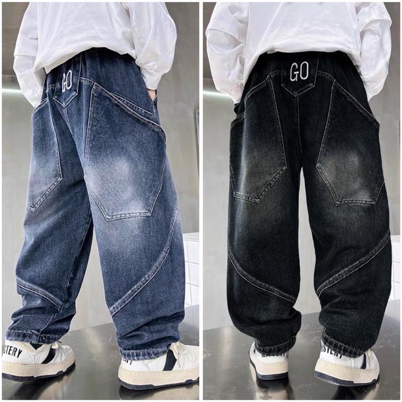 Quần Jean GO Sau Dáng Xuông Đứng Dài Cho Bé Trai - Cạp Chun - Sản Xuất Tại Việt Nam Khách lưu ý mẫu là dáng xuông không phải baggy ôm ống quần dsq trẻ em quần thụng bò boy phố