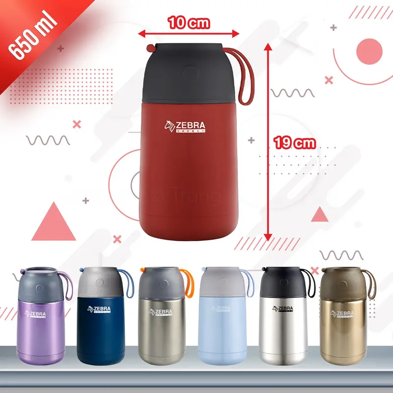 Bình ủ giữ nhiệt inox 304 Zebra 0.65l - 123006 0