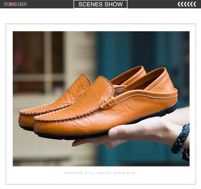 Product Introduction of DEKABR Comfortable Handmade Leather Shoes Casual Men's Flats Design Man Driving Shoes Soft Bottom Leather Men Shoes Size 38-47 41