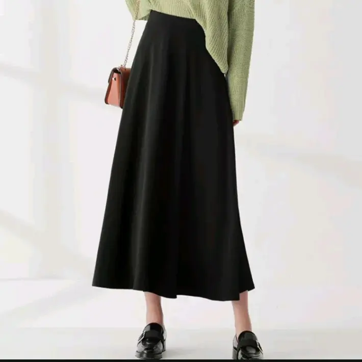 Rok Skirt Wanita Polos Korean Style Bahan Crinkle Airfow Karet Nyaman Panjang Pink  Remaja Melar 1