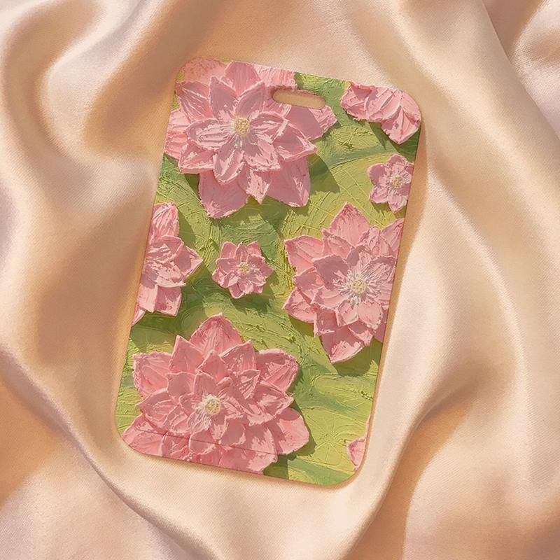 Product Introduction of [AAA] Sweet Flower Oil Painting Style Card Holders Plastic Beautiful Flowers Card Holder ID Card Holder Transportation Card Holder 18
