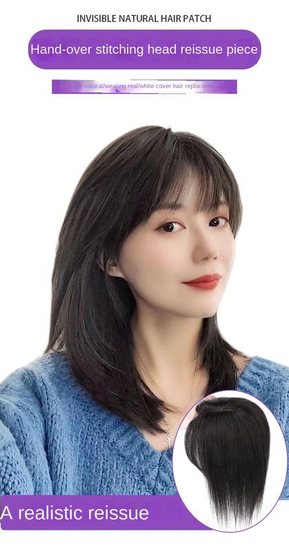 Product Introduction of 8*12 13*13 100% Human Hair Piece Black And Mocha Brown Hair Topper Hair Replacement Cover White Hair Breathable And Lightweight Wig Increase Hair Volume For Woman 1