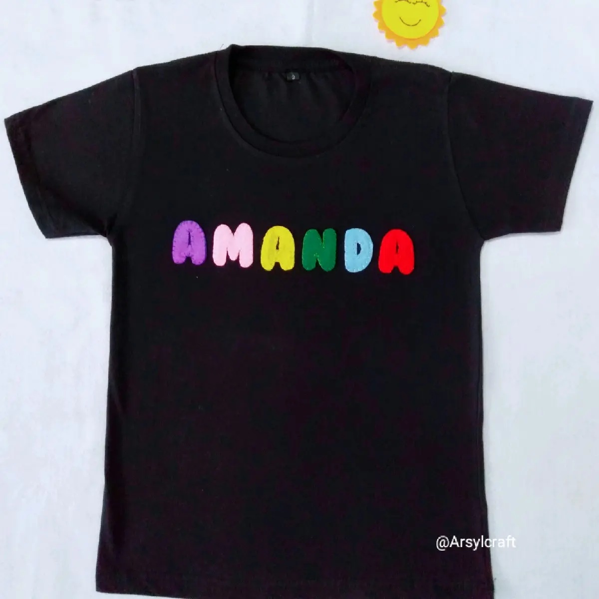 kaos anak pakai nama sendiri bahan katun untuk anak laki-laki dan perempuan usia 0-13 tahun lengan pendek warna hitam kaos nama anak