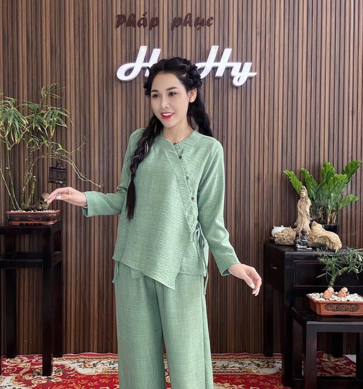 HyHy House - KHẢ TÂM Bộ Pháp Phục Lễ Chùa tà Đăp Chéo Dây Cột Trẻ Trung 4