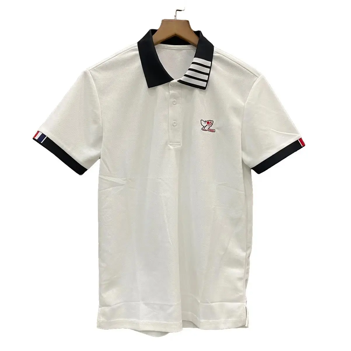 Áo thun polo Nam cổ 3 sọc thêu hoạ tiết Menswear