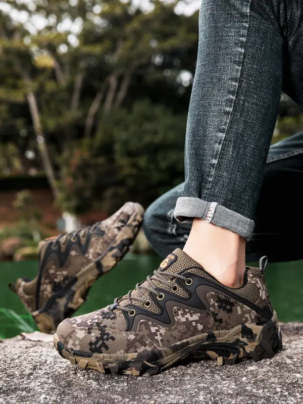 Men's Camo Print Lace Up Low Top Sneakers, Casual Comfortable Breathable Sports Shoes, Outdoor Sports Shoes for Men 6