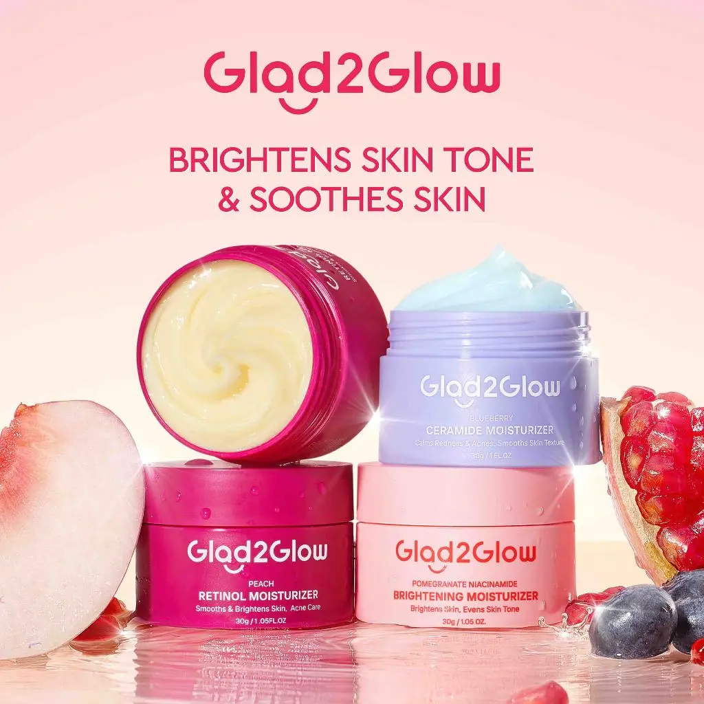 ( LANGSUNG KIRIM ) Moisturizer Glad2Glow Pomegranate Niacinamide Brightening Moisturizer 30g Glad2Glow Moisturizer Mencerahkan g2g Pelembab Wajah Pemutih Wajah Glowing Krim Wajah Facial Cream Whitening