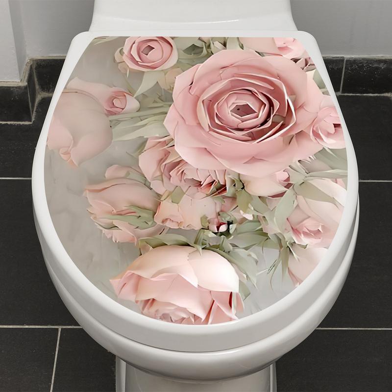 Product Introduction of 3D Printed Flower View Decals WC Pedestal Pan Cover Sticker Toilet Stool Commode Sticker Home Decor Bathroon Decor 2