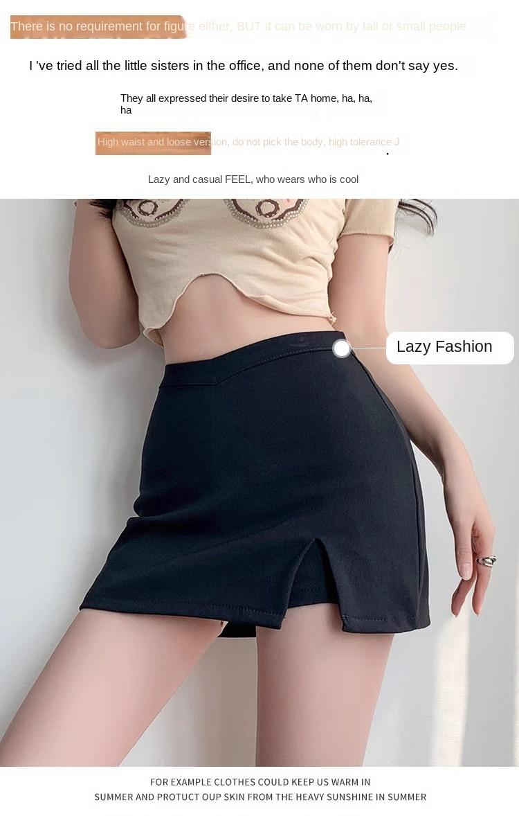 Product Introduction of Black midi skirt for women, spring new style, sexy and sexy girl, high waist, tight fitting, hip hugging skirt, pure desire style, A-line ultra short skirt 3
