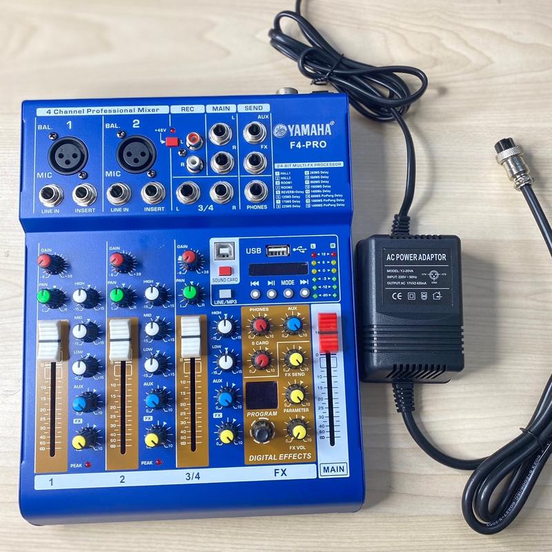 Bộ trộn âm thanh mixer F4 PRO thu âm livestream Nghe Nhạc Bluetooth