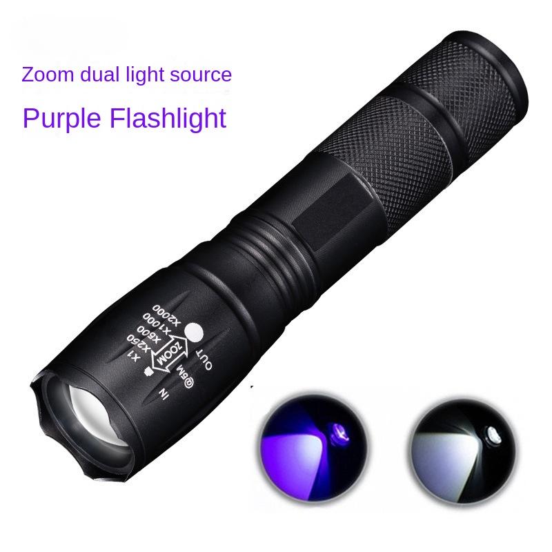 Dual Light Source Led Ultraviolet Lamp Flashlight Rechargeable Portable Scorpion Light Ultraviolet Lamp Counterfeit Money Detection Jade Identification 0