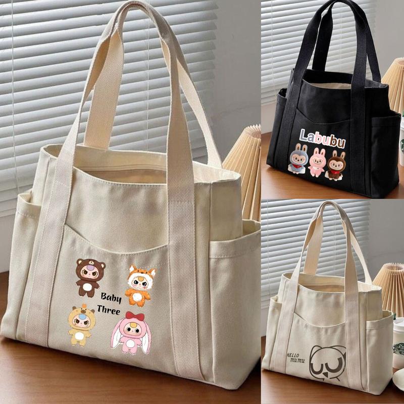 Túi tote túi vải canvas có ngăn phụ túi đeo vai đi học đi chơi thời trang Hàn Quốc đựng vừa khổ A4 laptop Bag Chữ Nhật Nữ Hình Chữ Nhật