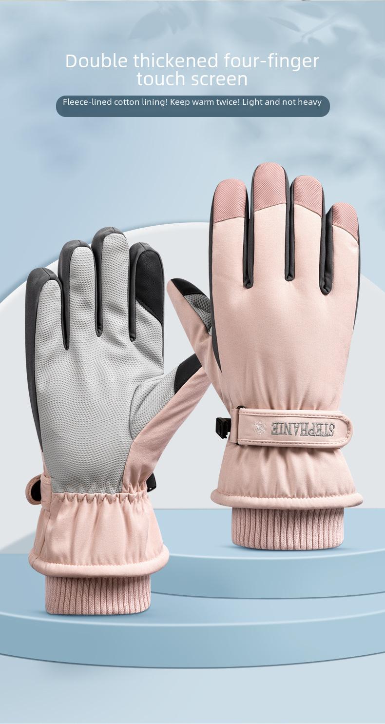 Product Introduction of Ski Gloves Men's and Women's Winter Fleece-lined Warm Outdoor Biking Mountain Climbing Waterproof and Windproof Thick Cold-Proof Motorcycle Cross-Border 2